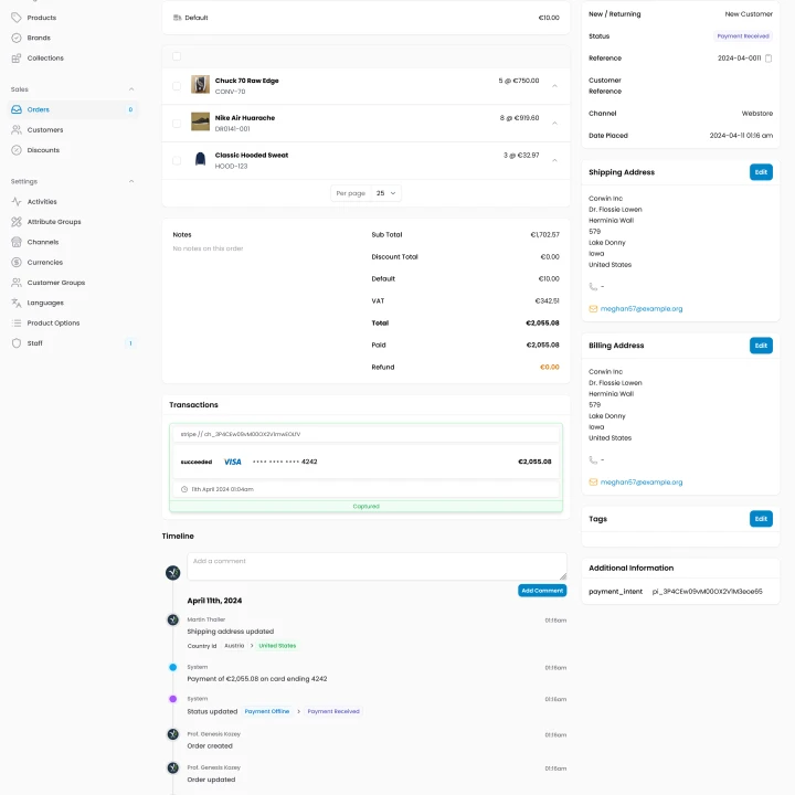 LunarPHP E-Commerce Backend Single Order