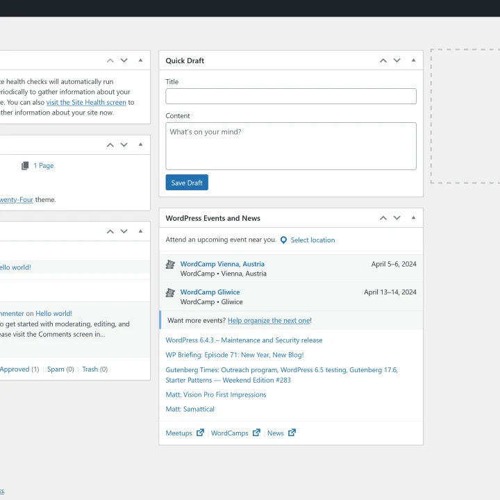 Wordpress Backend English